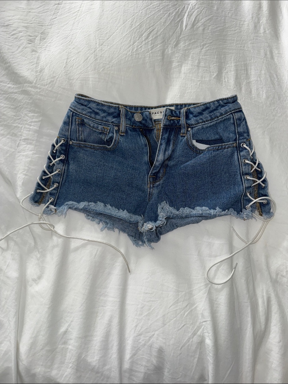 Pacsun High Rise Lace Up Denim Shorts